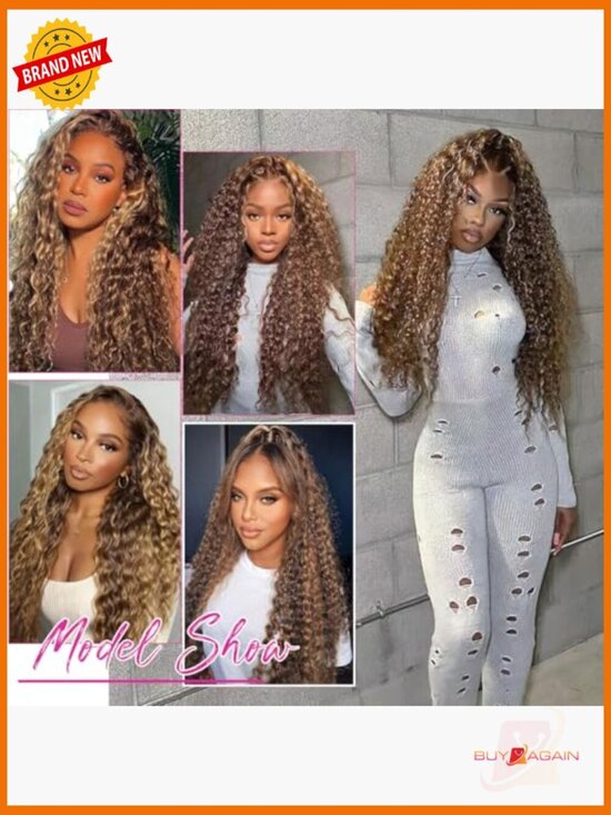 Deep Wave V Part Wig Human Hair 20 Inch 150% Density Glueless main image 2